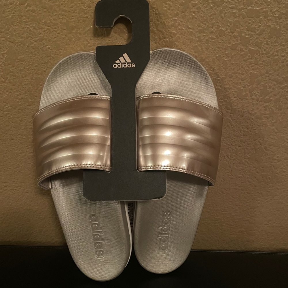 Rose Gold Adidas Slides